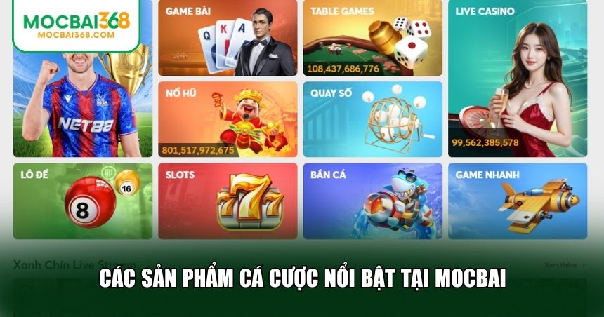 Các sản phẩm cá cược nổi bật tại MOCBAI